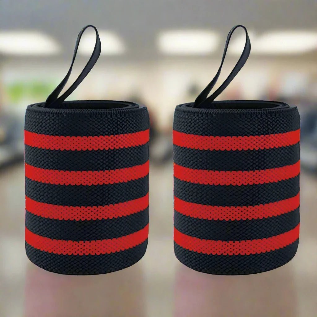 Protege Poignet - WeightLiftingWristWraps™ - Rayures Rouge - ConditionPhysix